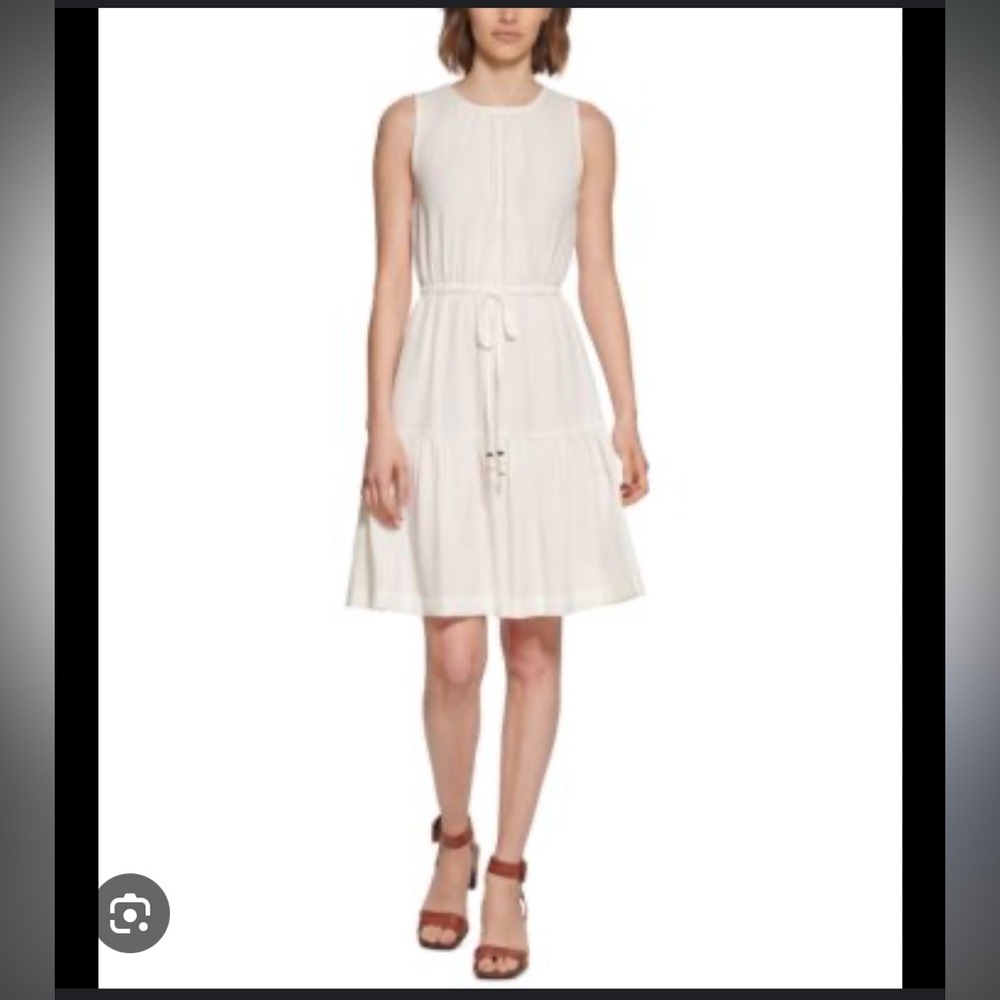Calvin Klein White Sleeveless Crew Neck Midi Sundress